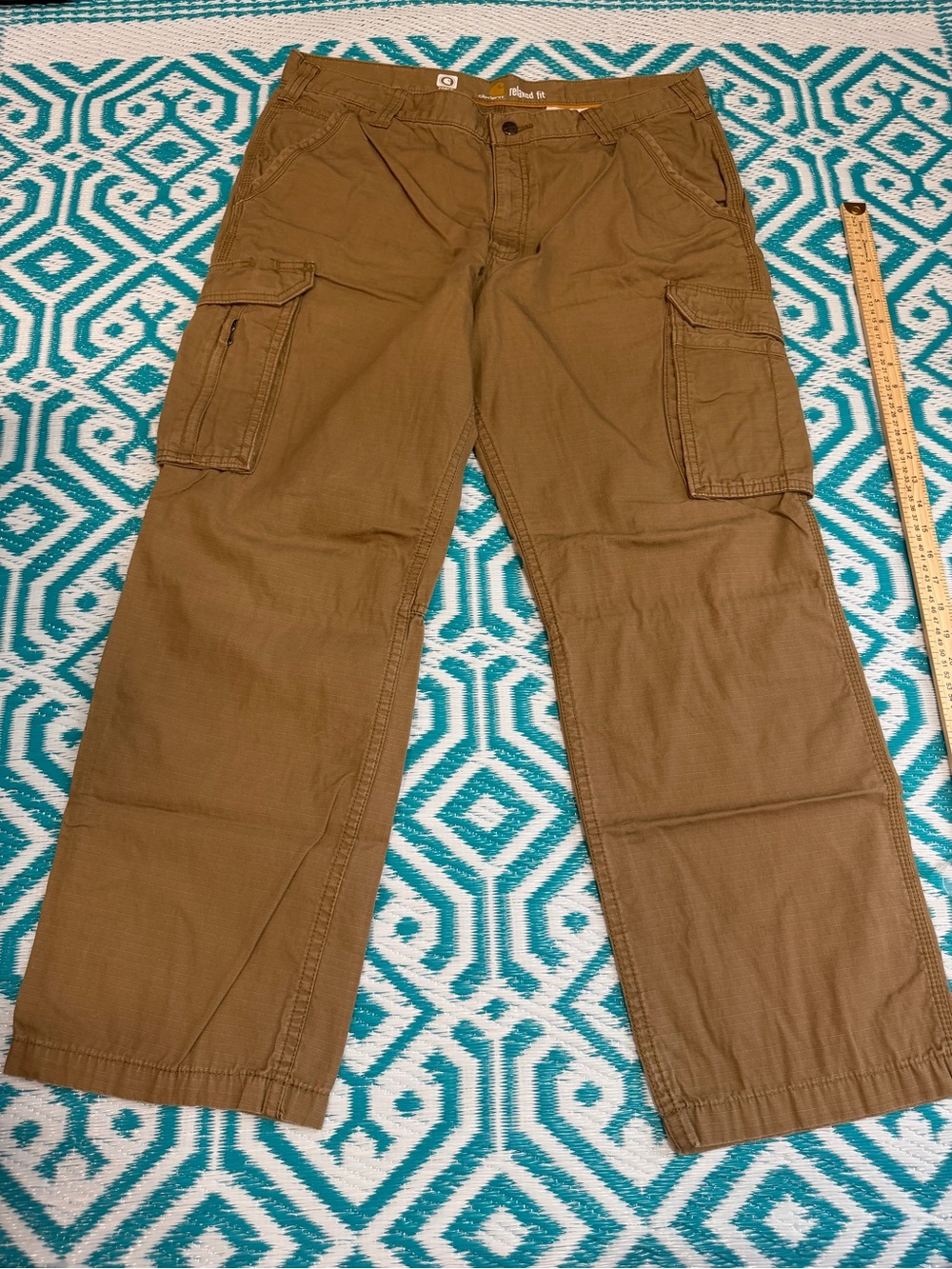 Carhartt Force Men’s Cargo Pants 38x30 Brown Relaxed Fit Ripstop Workwear